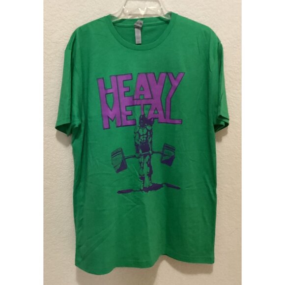 Next Level Heavy Metal Graphic Tee Green & Purple Men's Short Sleeve T-Shirt L - Picture 2 of 4